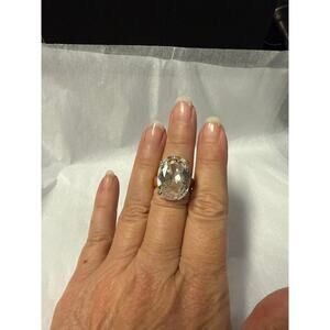 Vintage Oval Cut “Faux "Diamond “ and Gold tone Costume Ring